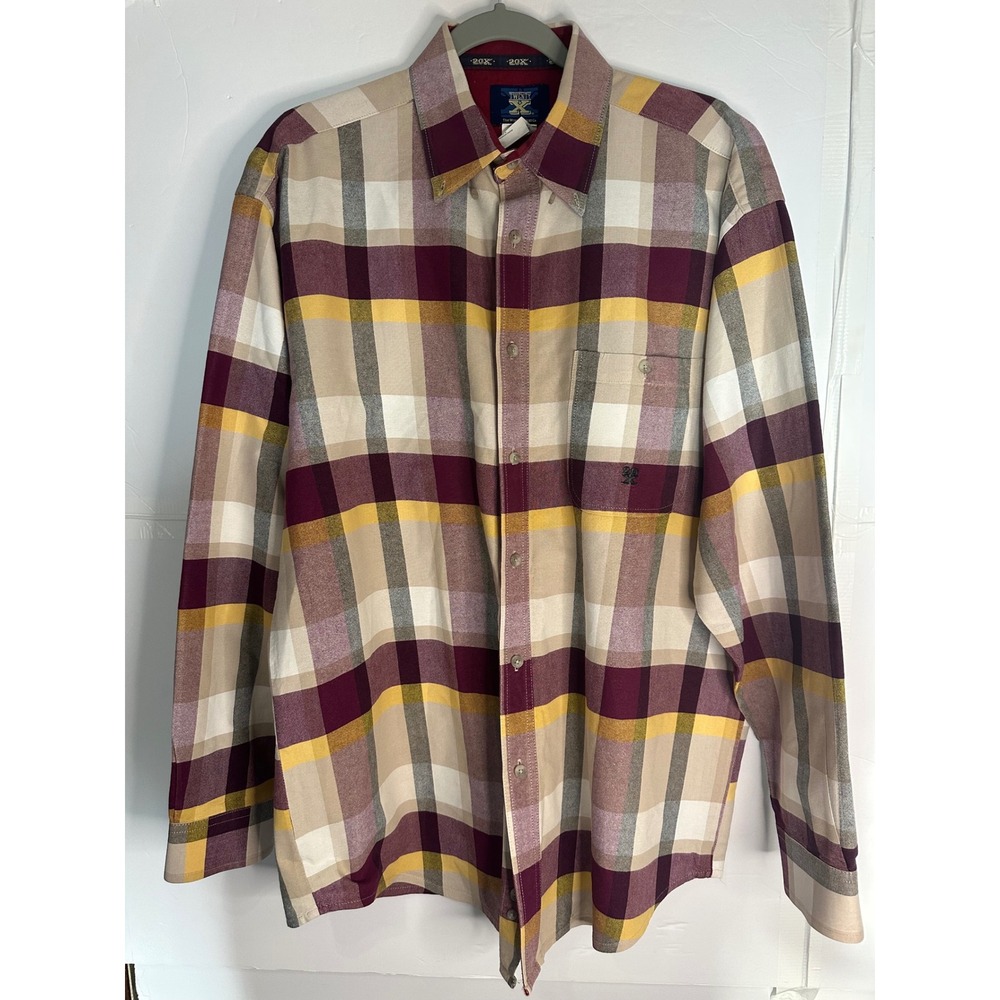 Twenty X‎ Wrangler Large Plaid Flannel Shirt Button Down Long Sleeve Mens